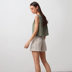 ISLA High Waisted Linen Shorts / Elastic Waist Summer / Handmade Clothing For Women