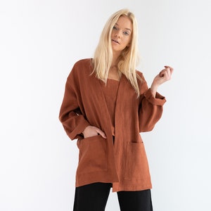 SELBY Linen Jacket for Women / Linen Blazer in Rust / Linen Kimono