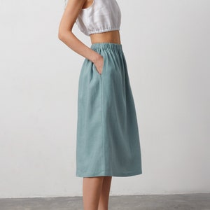 ELLE Linen Midi Skirt / Women Linen Skirt / Summer Linen Skirt