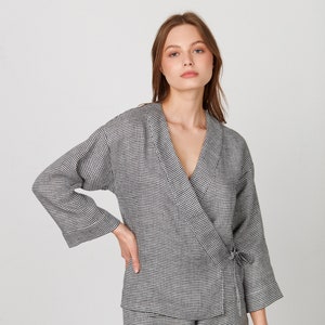 DELILAH Linen Kimono Top / Linen Kimono Jacket / Kimono Wrap Top / Linen Tie Top image 1