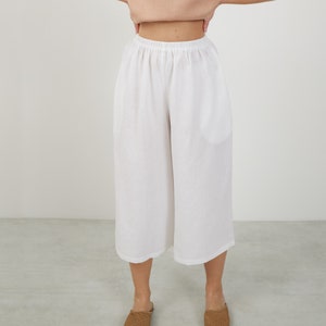 JAYDEN - Jupe-culotte en lin / Pantalon palazzo à jambe large / Pantalon taille haute en lin / Vêtements faits main pour femme