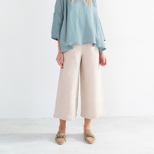 RILEY Linen Pants for Women / Wide Leg Linen Trousers in Yellow