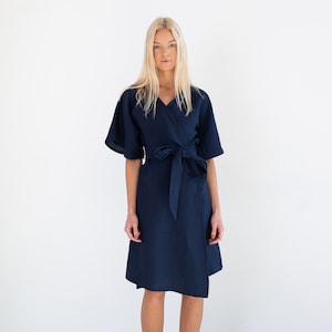 MARY Linen Wrap Dress / Linen Kimono Dress for Women