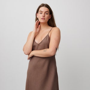 Linen slip dress, bias cut midi, summer wedding | FREJA
