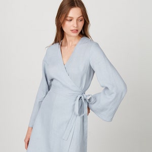 LYDIA Linen Wrap Dress / Long Sleeve Dress / Summer Dress / Maternity Linen Dress