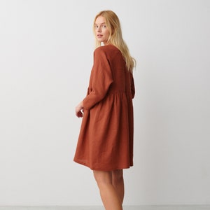 HARLOW Linen Dress / Long Sleeve Loose Midi Linen Dress