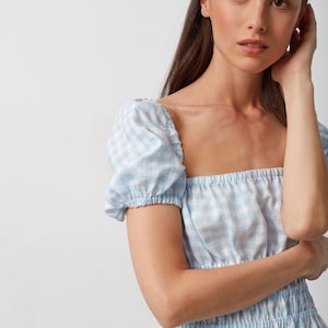 Vestido midi de lino HOLIDAY / Vestido largo de verano / Vestido de mujer con mangas abullonadas