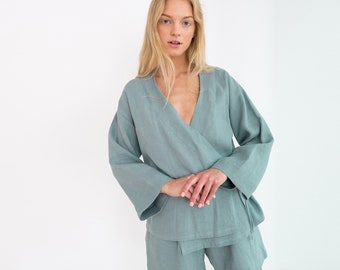black kimono wrap top