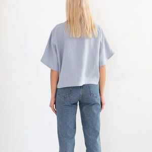 BEE Linen Blouse for Women / Boxy Linen Top / Linen Clothing image 4
