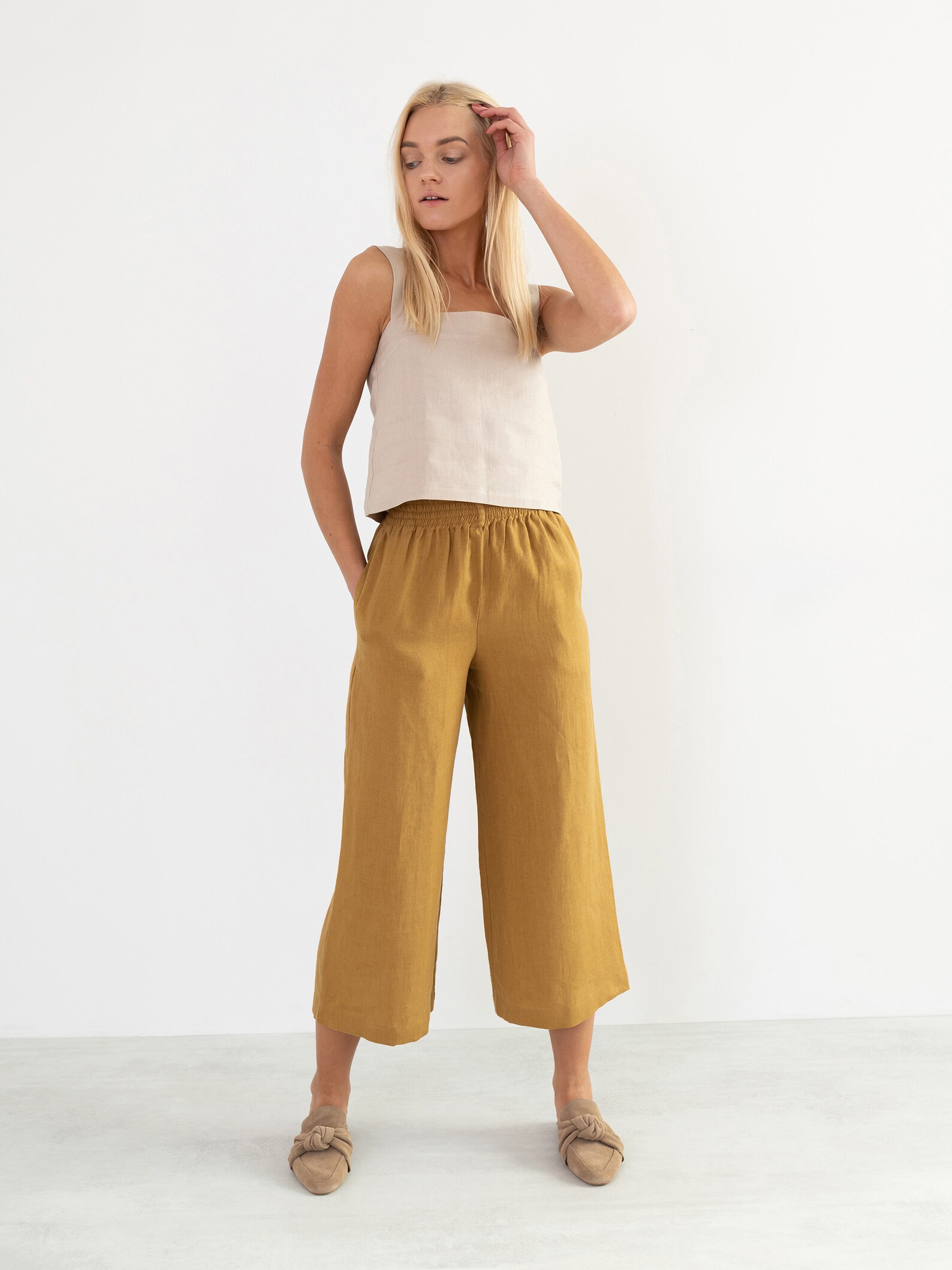 RILEY Linen Pants for Women / Wide Leg Linen Trousers in Etsy UK