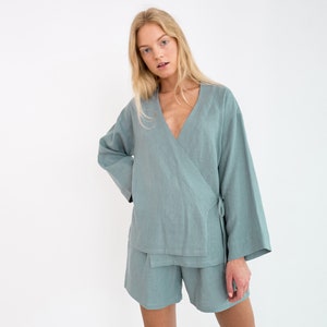 Ready to ship / DELILAH Linen Kimono Top / Tie Jacket image 4