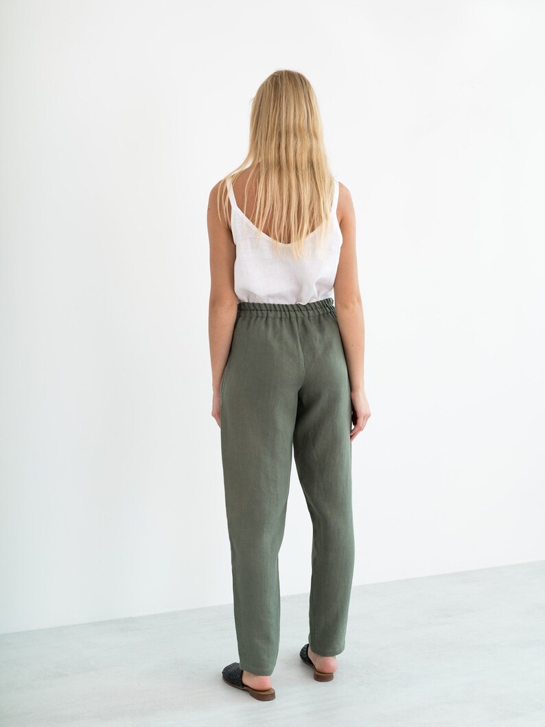 tapered linen trousers
