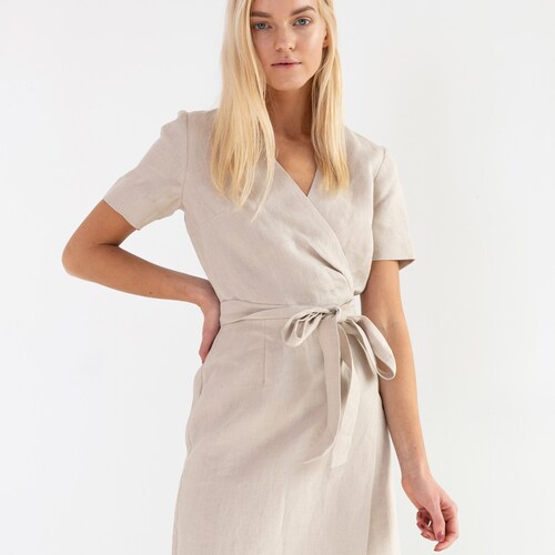 chinese dress ladies Bella Dahl Western Yoke Linen-Blend Midi Dress – Bluefly