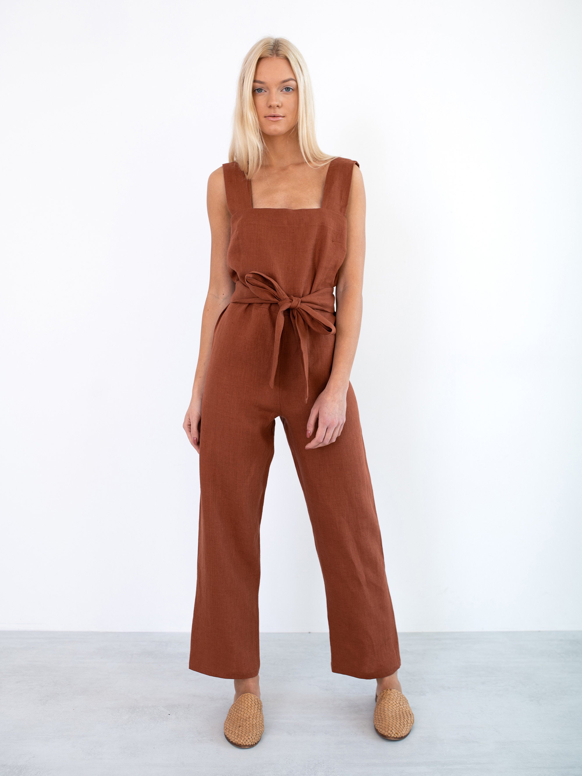 DAKOTA Linen Jumpsuit in Rust / Linen 