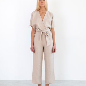AURORA Linen Jumpsuit Women / Linen Overalls / Handmade Linen Clothing image 3