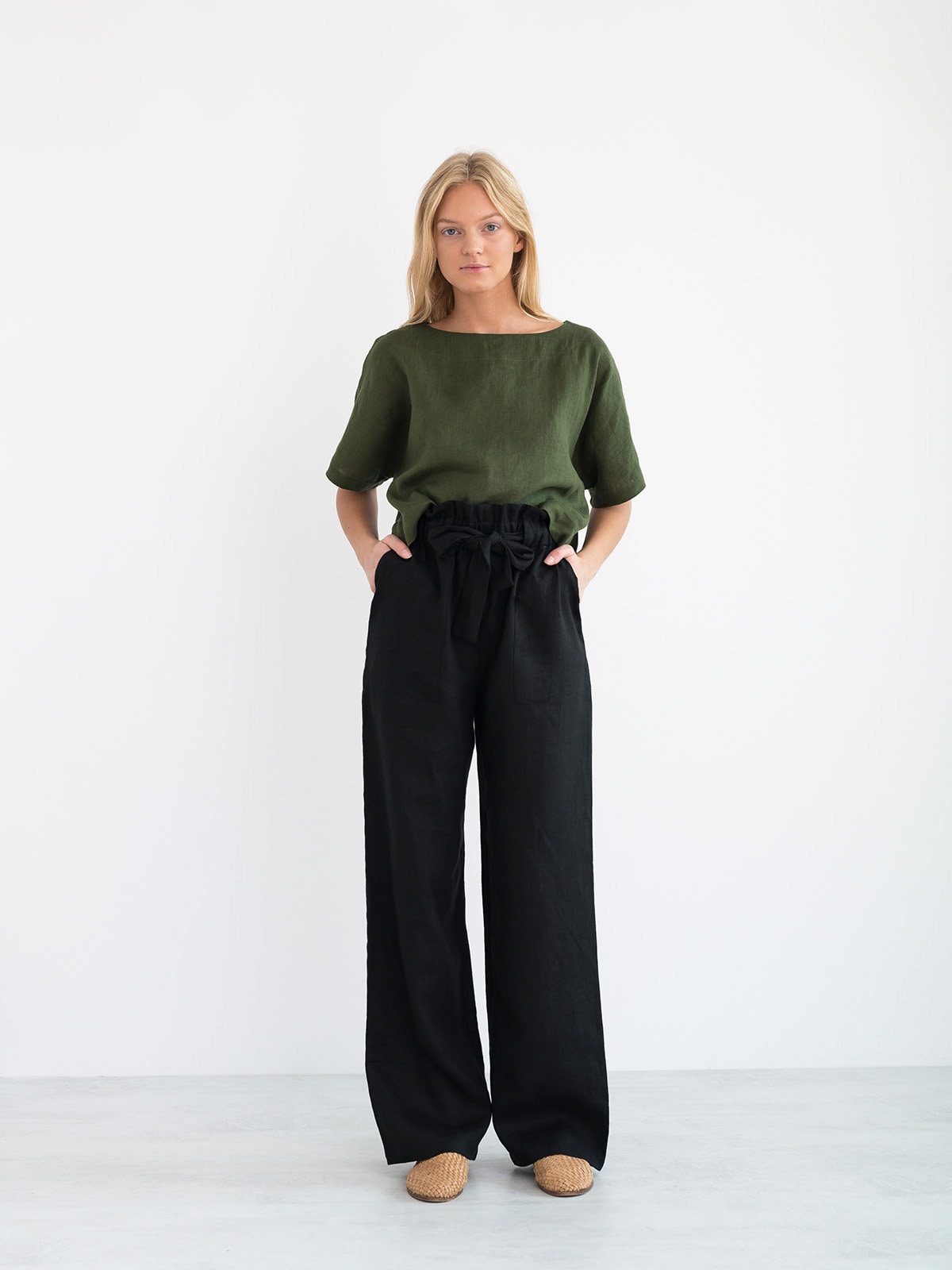 JULIET Wide Leg Linen Pants / High Waist Linen Trousers JULIET Wide Leg Linen Pants / High Waist Linen Trousers