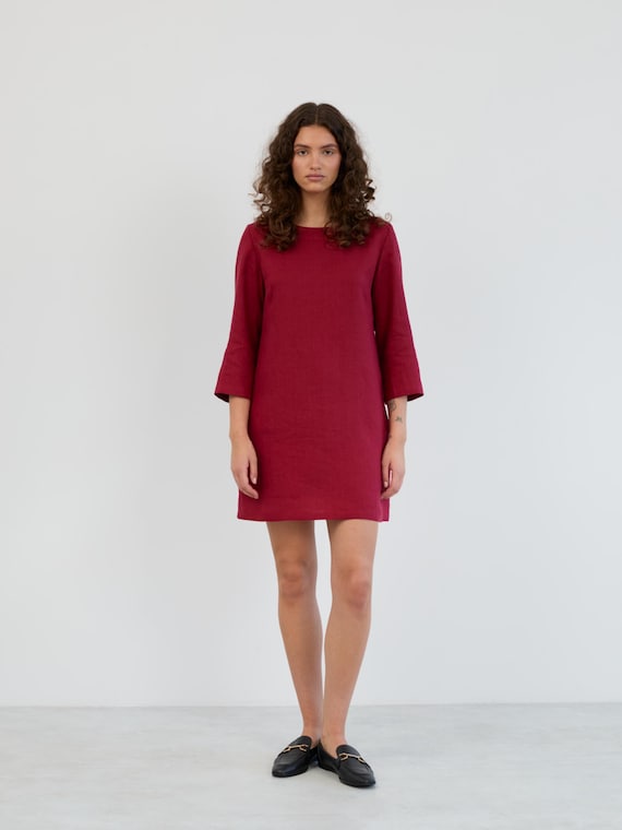 chinese dress ladies Mallory Mini Dress ~ Red Linen – Show Me Your Mumu main image 1