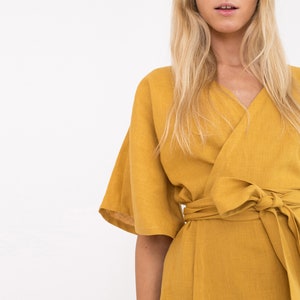 MARY Linen Wrap Dress / Linen Kimono Wrap Dress image 4