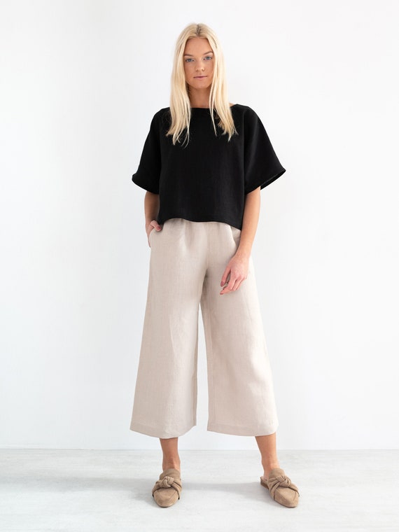 BEE Linen Blouse for Women in Black 