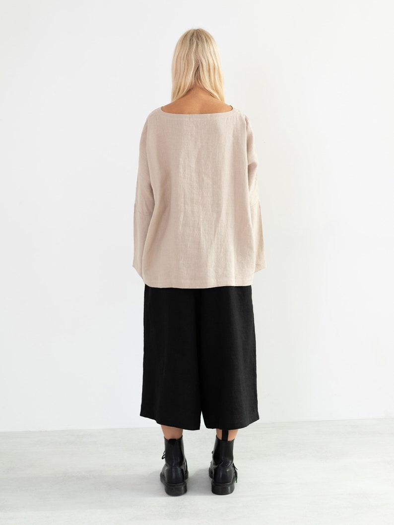 RUMI Långärmad linneblus / Lös linnetunika bild 5