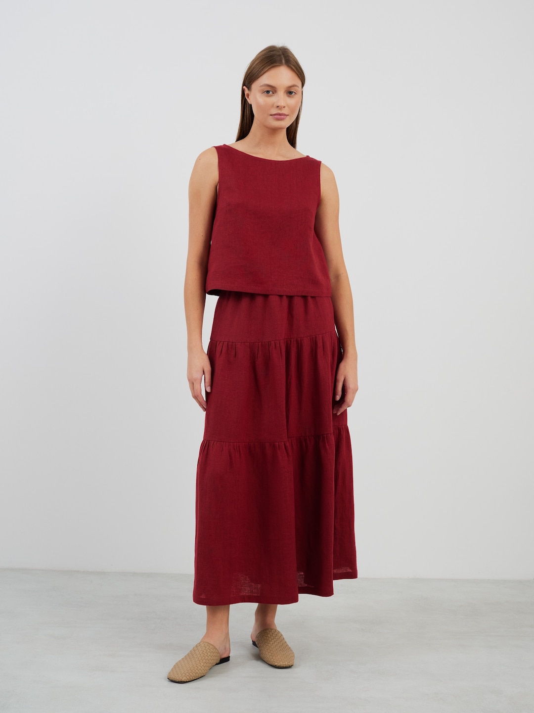 Linen Ripple tiered skirt main image 1