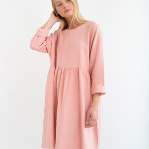 HARLOW Linen Dress / Long Sleeve Loose Midi Linen Dress image 2