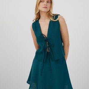 Linen Mini Skirt CELESTE / Women Simple Linen Skirt