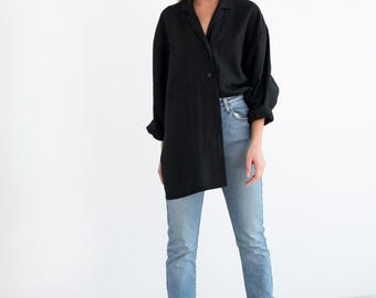 SALE Women's Linen Shirt Jacket, Small Coconut Buttons and Chest Pockets | ROSEMARY