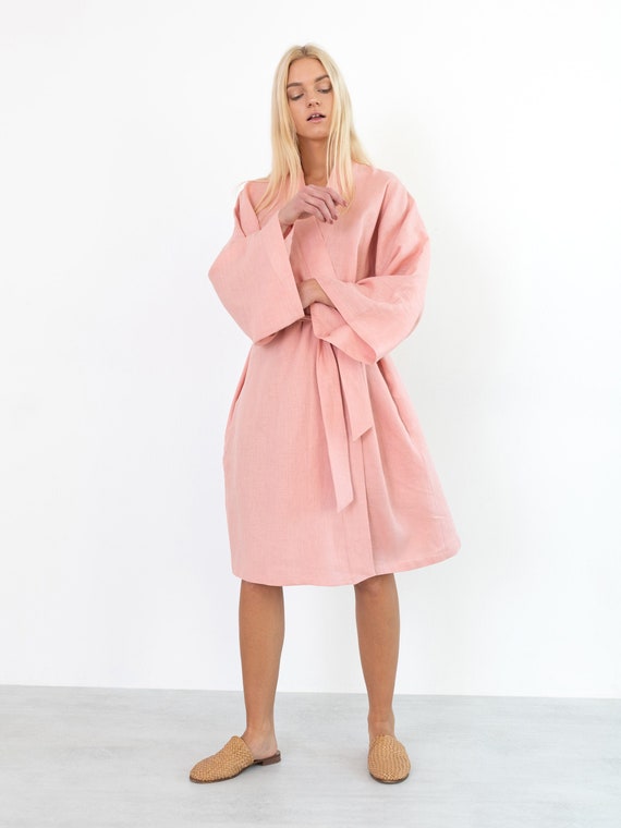 SALE Women's Oversized Linen Robe, Long Sleeves and Tie Belt | LUNA