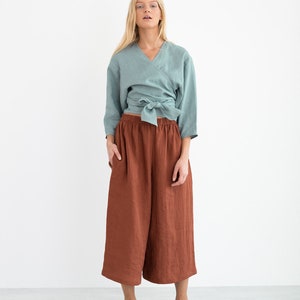 CLAIRE Linen Wrap Top / Linen Wrap Blouse / Linen Kimono Top image 2