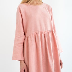 HARLOW Linen Dress / Long Sleeve Loose Midi Linen Dress image 3