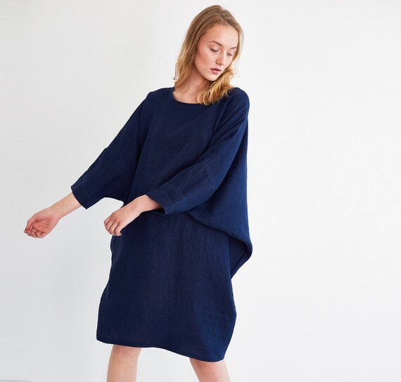cos navy linen dress Linen Dresses