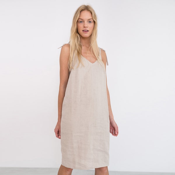 ARIA Linen Slip Dress / Linen Summer Dress / Linen Dresses For Women / Linen Tie Strap Dress