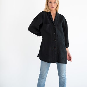 ROSEMARY Linen Jacket Black / Linen Blazer / Oversize Shirt / Handmade Clothing For Women image 4