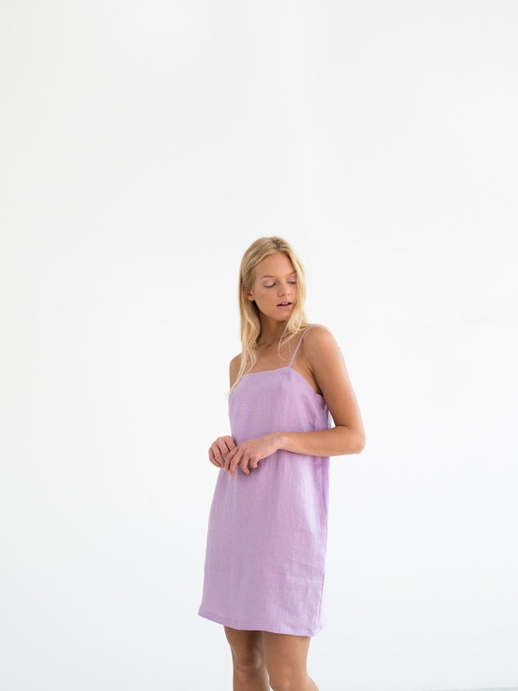lilac linen dress