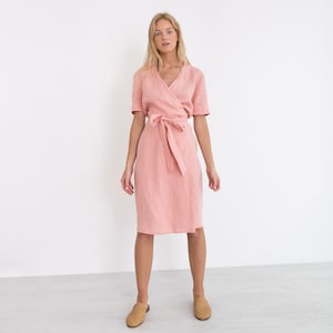 Ready to ship / BRIGITTE Linen Wrap Dress / Linen Summer Dress image 2