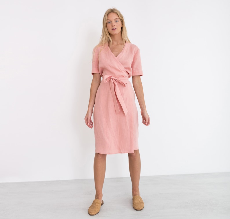 Ready to ship / BRIGITTE Linen Wrap Dress / Linen Summer Dress image 2