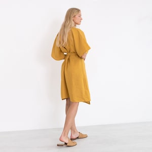 MARY Linen Wrap Dress / Linen Kimono Wrap Dress image 6