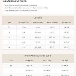 Women Size Chart Combined
