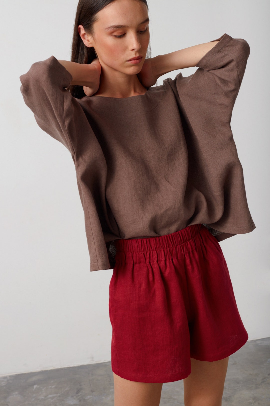 AMELIA LINEN BLOUSE (NUDE)