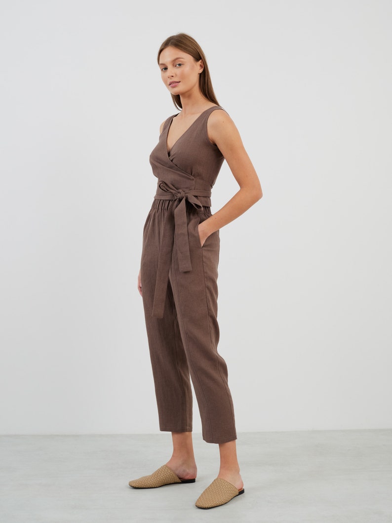 Linen High Waist Pants OLIVER / Tapered Trousers / Ready to ship image 4