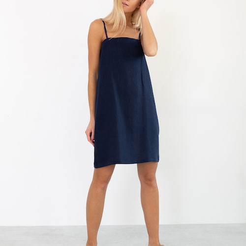 knee length dresses for ladies Navy Lace Detail Satin Midi Dress – Mint Velvet main image 0