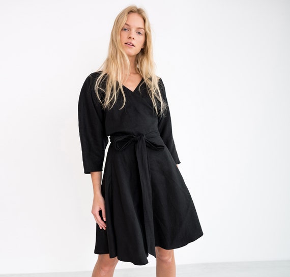 etsy linen wrap dress