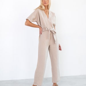 AURORA Linen Jumpsuit Women / Linen Overalls / Handmade Linen Clothing image 4