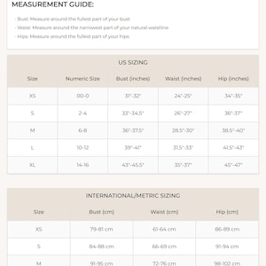 Women Size Chart Combined