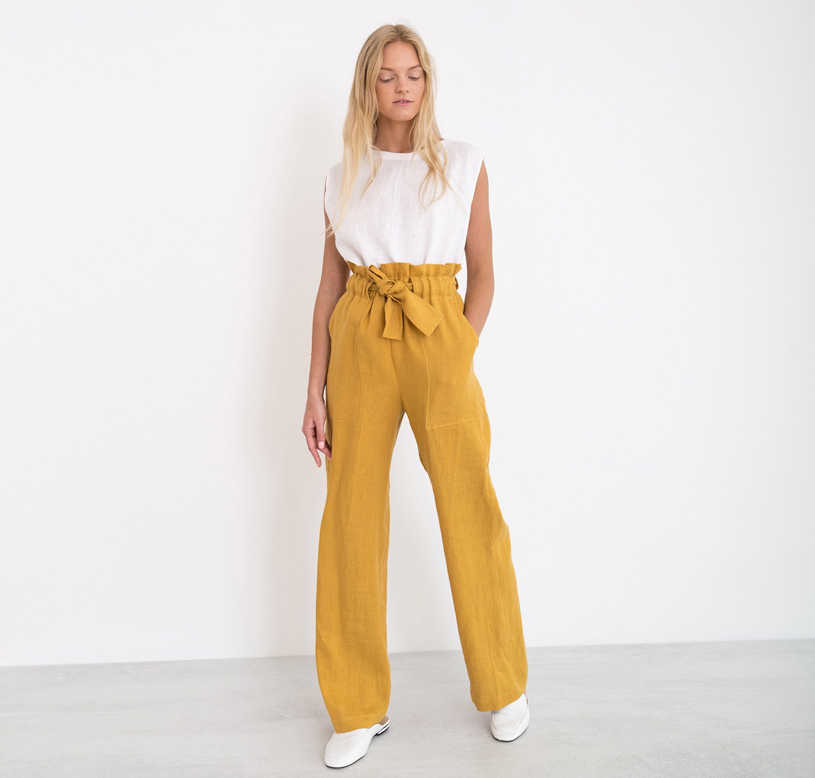 Julie Linen Trousers - Dusty Beige