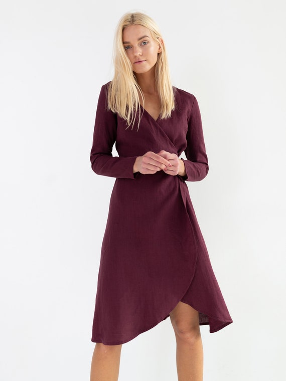 linen wrap dress etsy