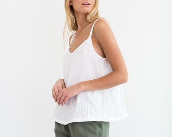 MILLIE Linen Cami Top White / Linen 