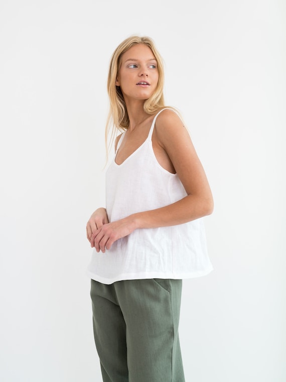 MILLIE Linen Cami Top White / Linen Camisole / Linen Shirt / Handmade  Clothing for Women 