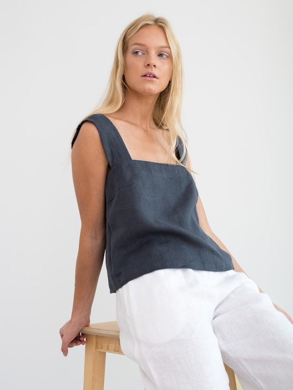Camiseta De Tirantes De Algodón Y Lino Para Mujer - Top Sin Mangas Ligero Para Verano